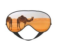 Máscara de dormir suave con bloqueo de luz y arena del desierto, estampado de camello para dormir de lado, para mujeres y hombres, máscara de ojos transpirable con correa ajustable