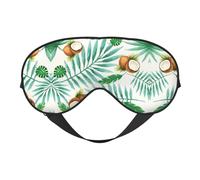 Máscara de dormir suave con bloqueo de luz y estampado de árbol de coco para dormir de lado, para mujeres y hombres, máscara de ojos transpirable con correa ajustable