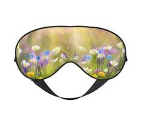 Máscara de dormir suave con diseño de flores silvestres, correa ajustable, bloqueo de luz, reversible, cómoda máscara de noche