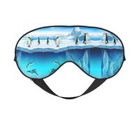 Máscara de dormir suave con estampado de pingüinos en el iceberg para dormir de lado, mujeres y hombres, máscara de ojos transpirable con correa ajustable