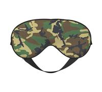 Máscara de dormir suave de camuflaje militar verde, correa ajustable, bloqueo de luz, reversible, cómoda máscara de noche