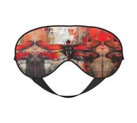Máscara de dormir unisex con estampado abstracto de libélula roja, máscara de ojos de doble cara, ideal para un sueño profundo y cuidado de la piel