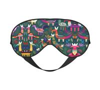 Máscara de dormir unisex con estampado animal mexicano Otomi, máscara de ojos de doble cara, ideal para un sueño profundo y cuidado de la piel