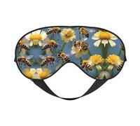 Máscara de dormir unisex con estampado de abejas y flores, máscara de ojos de doble cara, ideal para un sueño profundo y cuidado de la piel