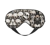 Máscara de dormir unisex con estampado de calavera mexicana, máscara de ojos de doble cara, ideal para un sueño profundo y cuidado de la piel