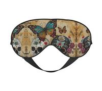 Máscara de dormir unisex con estampado de calaveras de azúcar, máscara de ojos de doble cara, ideal para un sueño profundo y cuidado de la piel
