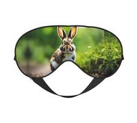 Máscara de dormir unisex con estampado de conejitos, máscara de ojos de doble cara, ideal para un sueño profundo y cuidado de la piel