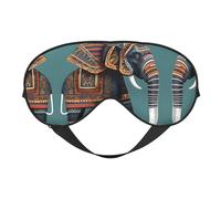 Máscara de dormir unisex con estampado de elefante azteca, máscara de ojos de doble cara, ideal para un sueño profundo y cuidado de la piel