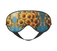 Máscara de dormir unisex con estampado de girasol y pintura al óleo, máscara de ojos de doble cara, ideal para un sueño profundo y cuidado de la piel