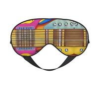 Máscara de dormir unisex con estampado de guitarra artística, máscara de ojos de doble cara, ideal para un sueño profundo y cuidado de la piel