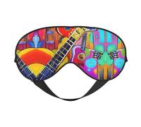 Máscara de dormir unisex con estampado de guitarras y acústicas, de doble cara, ideal para dormir profundamente y cuidado de la piel