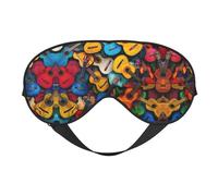 Máscara de dormir unisex con estampado de guitarras y acústicas, de doble cara, ideal para dormir profundamente y cuidado de la piel