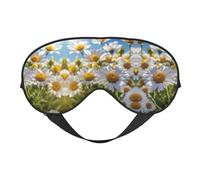 Máscara de dormir unisex con estampado de margaritas blancas salvajes, máscara de ojos de doble cara, ideal para un sueño profundo y cuidado de la piel