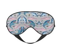 Máscara de dormir unisex con estampado de peces de dibujos animados azules, máscara de ojos de doble cara, ideal para un sueño profundo y cuidado de la piel