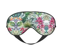 Máscara de dormir unisex con estampado de plantas tropicales, máscara de ojos de doble cara, ideal para un sueño profundo y cuidado de la piel