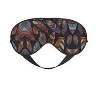 Máscara de dormir unisex con estampado de plumas de pavo real, máscara de ojos de doble cara, ideal para un sueño profundo y cuidado de la piel