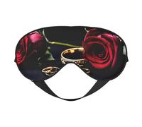 Máscara de dormir unisex con estampado de rosas rojas, máscara de ojos de doble cara, ideal para un sueño profundo y cuidado de la piel