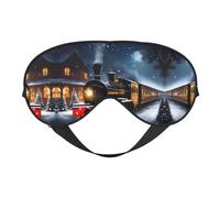 Máscara de dormir unisex con estampado de tren de invierno de Navidad, nieve, noche, ferrocarril, máscara de ojos de doble cara, ideal para un sueño profundo y cuidado de la piel