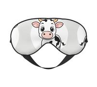 Máscara de dormir unisex con estampado de vaca de leche de dibujos animados, máscara de ojos de doble cara, ideal para un sueño profundo y cuidado de la piel