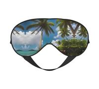 Máscara de dormir unisex con estampado tropical de dos palmeras, máscara de ojos de doble cara, ideal para un sueño profundo y cuidado de la piel