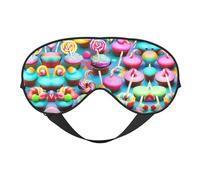 Máscara de dormir unisex de doble cara con estampado de rosquilla, diseño de magdalenas, ideal para un sueño profundo y cuidado de la piel