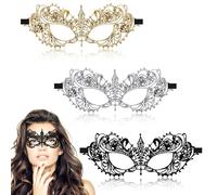 Máscara de Encaje, 3 Piezas Máscara de Mascarada, Mascaras Venecianas, Antifaz Carnaval para Noche de Mascara, Máscara Mascarada Media Cara de Encaje para Halloween, Bailes de Máscaras Venecianas