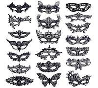 Máscara de Encaje Negro Máscaras de Mascarada Veneciano Máscaras de Mujer para Halloween Carnaval Fiesta de Baile 20 Piezas