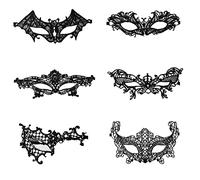 Máscara de Encaje Sexy Paquete 6 Máscara Veneciana Máscara de Encaje de Mujer Máscara Negro para Mardi Gras Masquerade Halloween Carnival Cosplay Party Fancy Dress Ball Gothic Face Mask (Estilo 1)