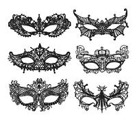 Máscara de Encaje Sexy Paquete 6 Máscara Veneciana Máscara de Encaje de Mujer Máscara Negro para Mardi Gras Masquerade Halloween Carnival Cosplay Party Fancy Dress Ball Gothic Face Mask (Estilo 2)