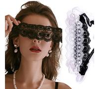Máscara de encaje sexy para mujer, máscara de encaje para fiesta de máscaras, baile de graduación, Halloween, Mardi Gras, cumpleaños, accesorio de cosplay (negro + encaje de ojos blanco)