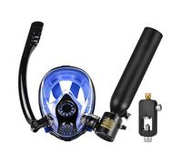 Máscara de esnórquel con tanque de aire, máscara de buceo de cara completa y mini tanque de buceo de 0.5 L para apoyo de la respiración subacuática, duración de buceo de 5 a 10 minutos