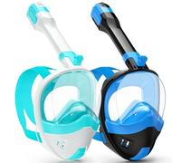 Máscara de esnórquel de cara completa, equipo de esnórquel para adultos y niños con el último sistema de respiración seca y soporte de cámara desmontable, con vista panorámica de 180 grados (negro