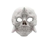 Máscara de esqueleto de Halloween para adultos, máscara completa de espuma con un cuerno para cosplay, fiesta, accesorio blanco