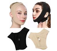Máscara de Estiramiento Facial en Forma de V, Cinturón Adelgazante Facial, Reductor de Mentón Doble, Vendaje de Levantamiento Antiarrugas, 2 Unidades