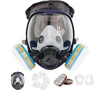 Mascara de Gas Completa, Mascarilla Antipolvo, Reutilizable Mascarilla Pintura, Protección Respiratoria con Filtro para Vapores Orgánicos, Gases Ácidos, Fumigar, Pintura, 2 Tipos de Conectores