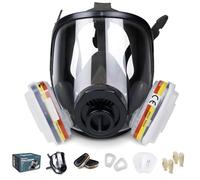 Máscara de Gas Completa Respirador RHINO RH-7011 Reutilizable para Vapores Orgánicos, Gases Ácidos, Fumigar, Pintura | Proteccion Facial con 10 Filtros de Recambio y Guantes