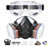 Mascara de Gas, Máscara Antipolvo Reutilizable con Filtro y Gafas, Mascarilla antigás de media cara, Mascarilla Pintura para Vapores Orgánicos, Soldadura, Pulido y Otras Proteccione de Trabajo