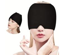 Máscara de gel para cabeza fría y caliente, máscara facial para masajes para dormir, herramienta de cuidado de la salud (negro)