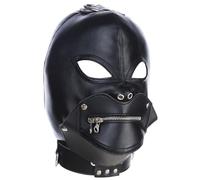 Máscara de Gimps Wicked Demon Máscara de cuero de PU con forro de felpa Corbata trasera ajustable, boca con cremallera desmontable para fiesta de Halloween Máscaras con capucha del diablo Suministros