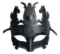 Máscara de gladiador romano Guerrero espartano griego antiguo negro, para fiesta de disfraces de disfraces/Mardi Gras/fantasma de la ópera/baile