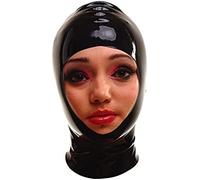 Máscara De Goma De Látex Con Capucha Y Abertura Para La Cara,Negro,Medio