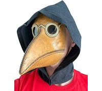 Máscara de goma Johnnies, Plague Doctor con capucha bronceada, talla única, Halloween, Bubonic, Scary, Evil
