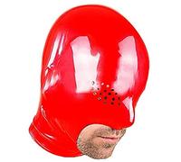 Máscara De Goma Unisex Con Capucha De Látex, Mandíbula Abierta Y Ojos Perforados Con Fosa Nasal,Rojo,0,6 Mm