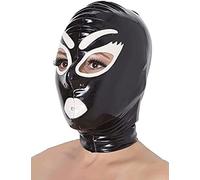 Máscara De Goma Unisex Con Capucha De Látex Ojos Y Boca Vívidos En Blanco Y Negro Máscaras De Capucha De Fiesta,Ribete En Blanco Y Negro.,Grande