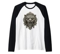 Máscara de guardián de Jaguar Mesoamericana Camiseta Manga Raglan