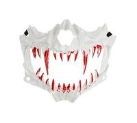Máscara de Halloween de cráneo blanco y rojo, aprox. 16,5 x 14 cm, reutilizable, máscara de terror para adultos, accesorio de disfraz de calavera, disfraz de carnaval, disfraz unisex