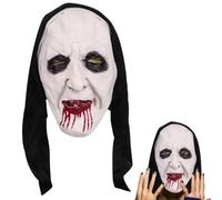 Máscara de Halloween de Nun Scary Full Head de látex sangrante para monja | Máscara de Halloween de cabeza completa para carnavales, bailes de máscaras, Navidad, Pascua, fiestas, actuaciones escénicas