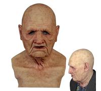 Máscara de Halloween, juguetes de terror para la cabeza, máscara de Halloween de anciano, casco de anciano, máscara realista para cosplay, disfraz de Halloween, accesorios para adultos