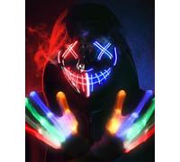 Máscara de Halloween LED,Máscara de Miedo,Carnaval Cosplay luz Facial,LED Glow Scary Light Up Purge Máscaras,Para Festival Fiesta Carnaval Disfraz de Navidad Cosplay Brilla en la Oscurida