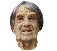 Máscara de Halloween, máscara de anciano, látex realista viejo aterrador con cabello gris, decoraciones espeluznantes de Halloween para la fiesta de cosplay